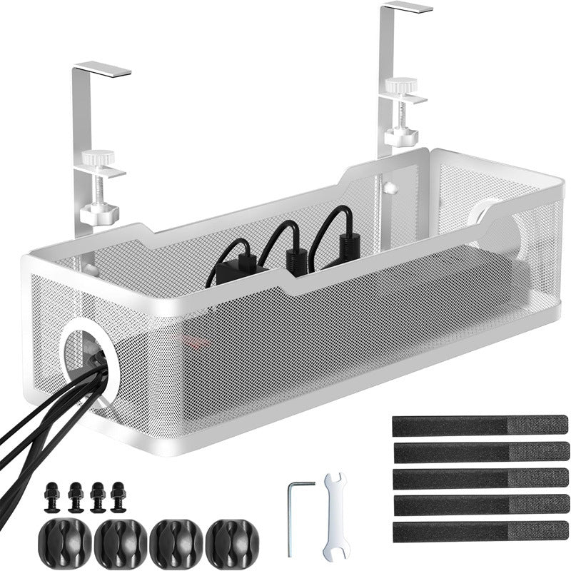 DeskNest under desk cable organizer tray mounted under desk