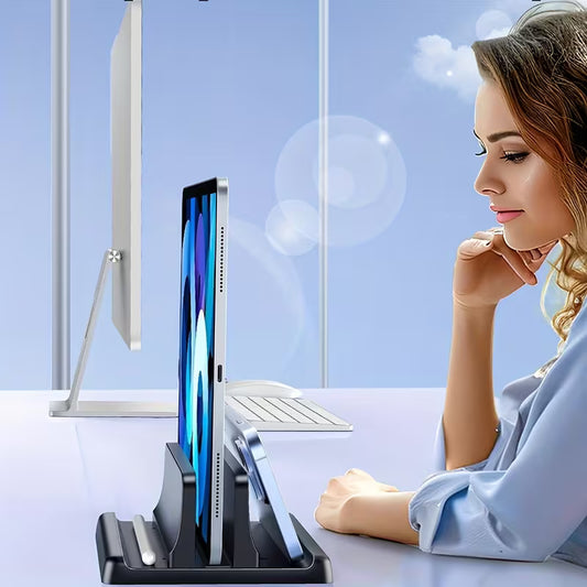 Vertical Laptop Stand Holder – Space-Saving Desktop Dock for Laptops & Tablets