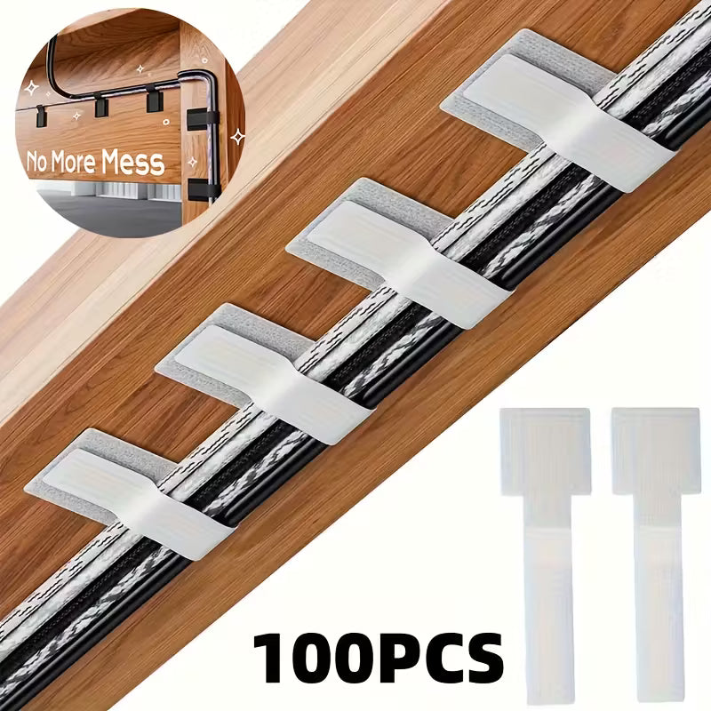 100pcs Self-Adhesive Strong Cable Ties, Black and White