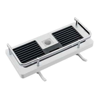 Small bathroom shelf  three grid drains on a white background