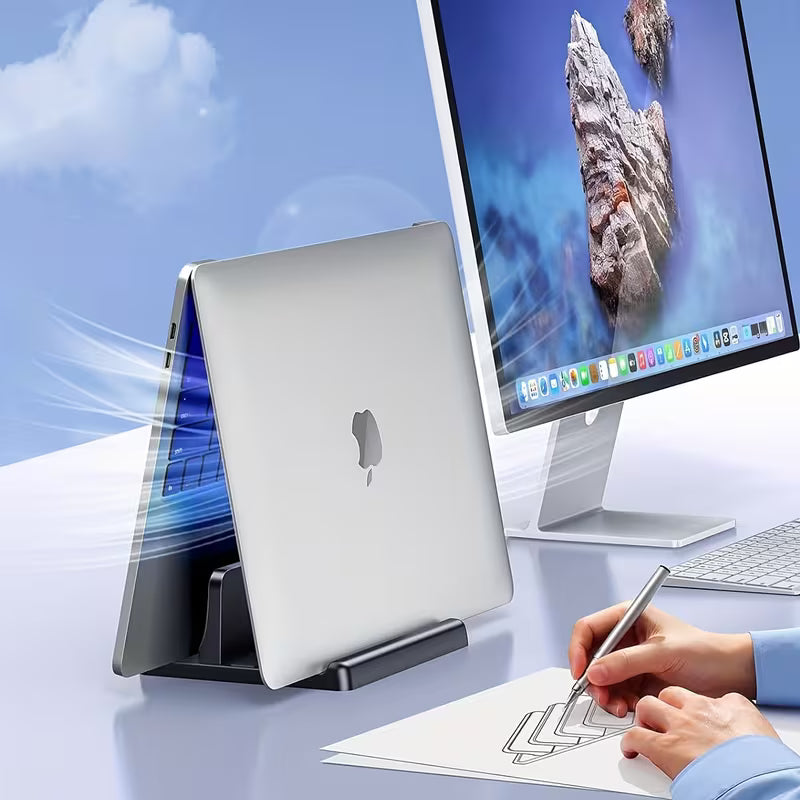 Vertical Laptop Stand Holder – Space-Saving Desktop Dock for Laptops & Tablets