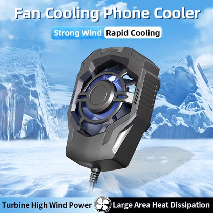 Fan cooling phone cooler with mountain and ice background