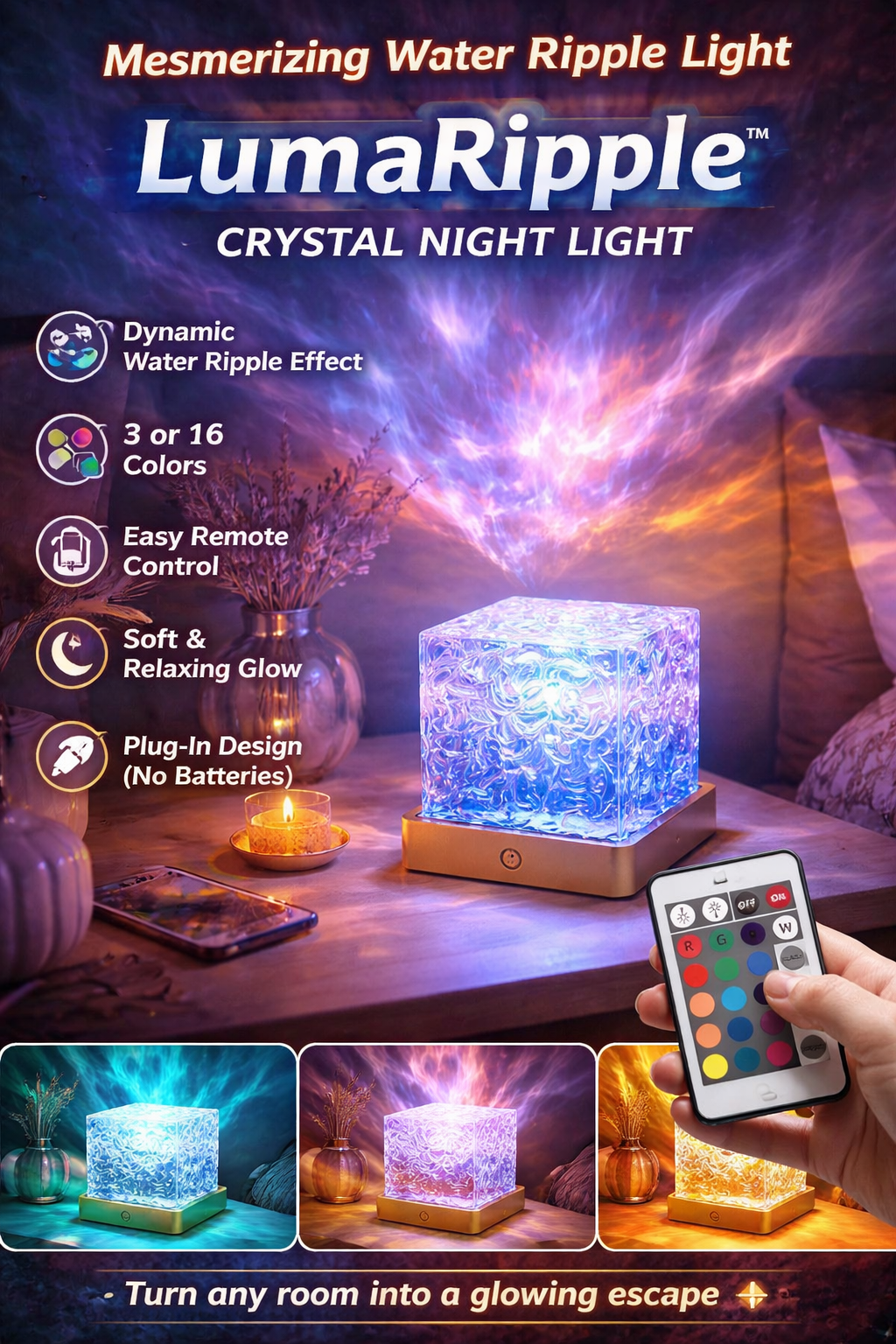 LumaRipple™ Crystal Night Light