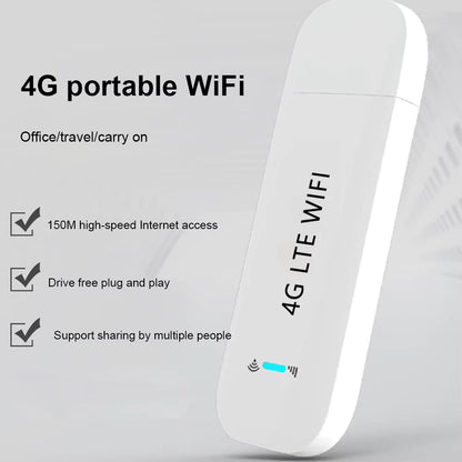 4G portable WiFi device with features listed on a gray background