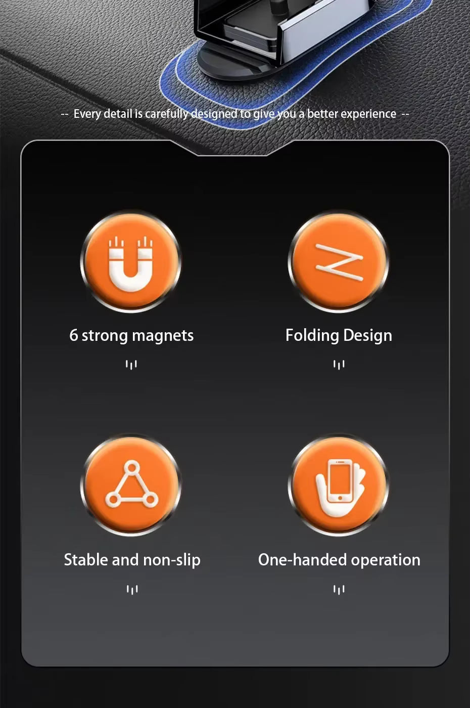 Car phone holder features