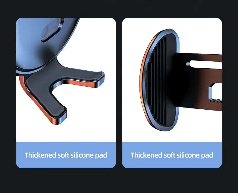 Two views of a phone holder with thickened soft silicone pads on a white background.