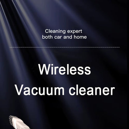Advertisement for a wireless vacuum cleaner with text on a dark background