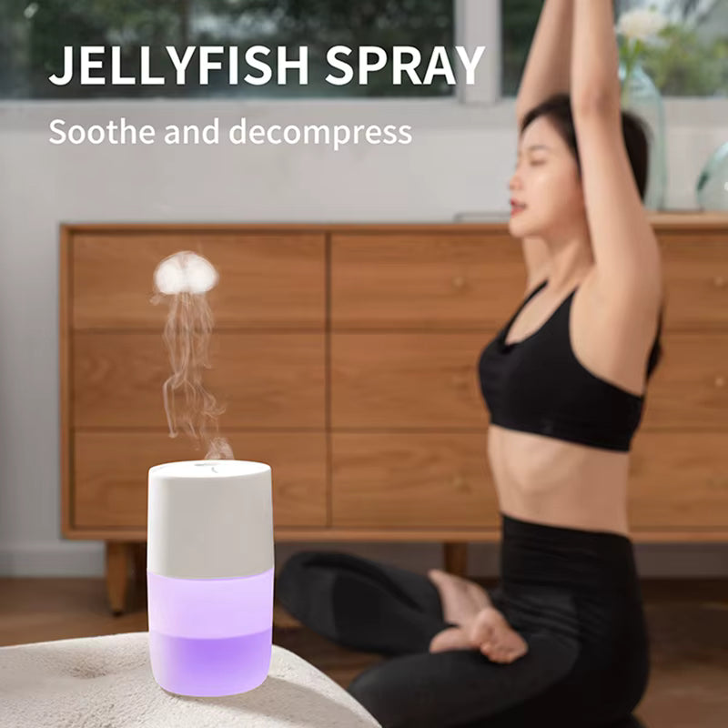 Jellyfish spray product with a woman exercising in the background