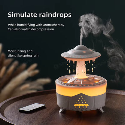 Humidifier with aromatherapy feature on a wooden surface