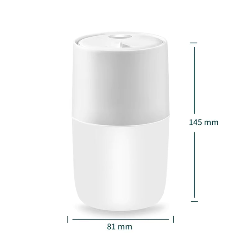 White cylindrical container with dimensions labeled on a white background
