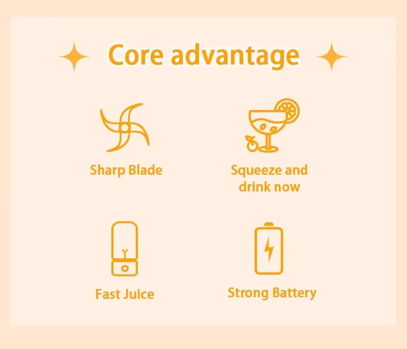 Core advantage features with icons and text on a beige background