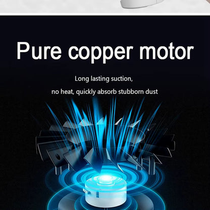 Advertisement for a pure copper motor with glowing blue effects on a black background.