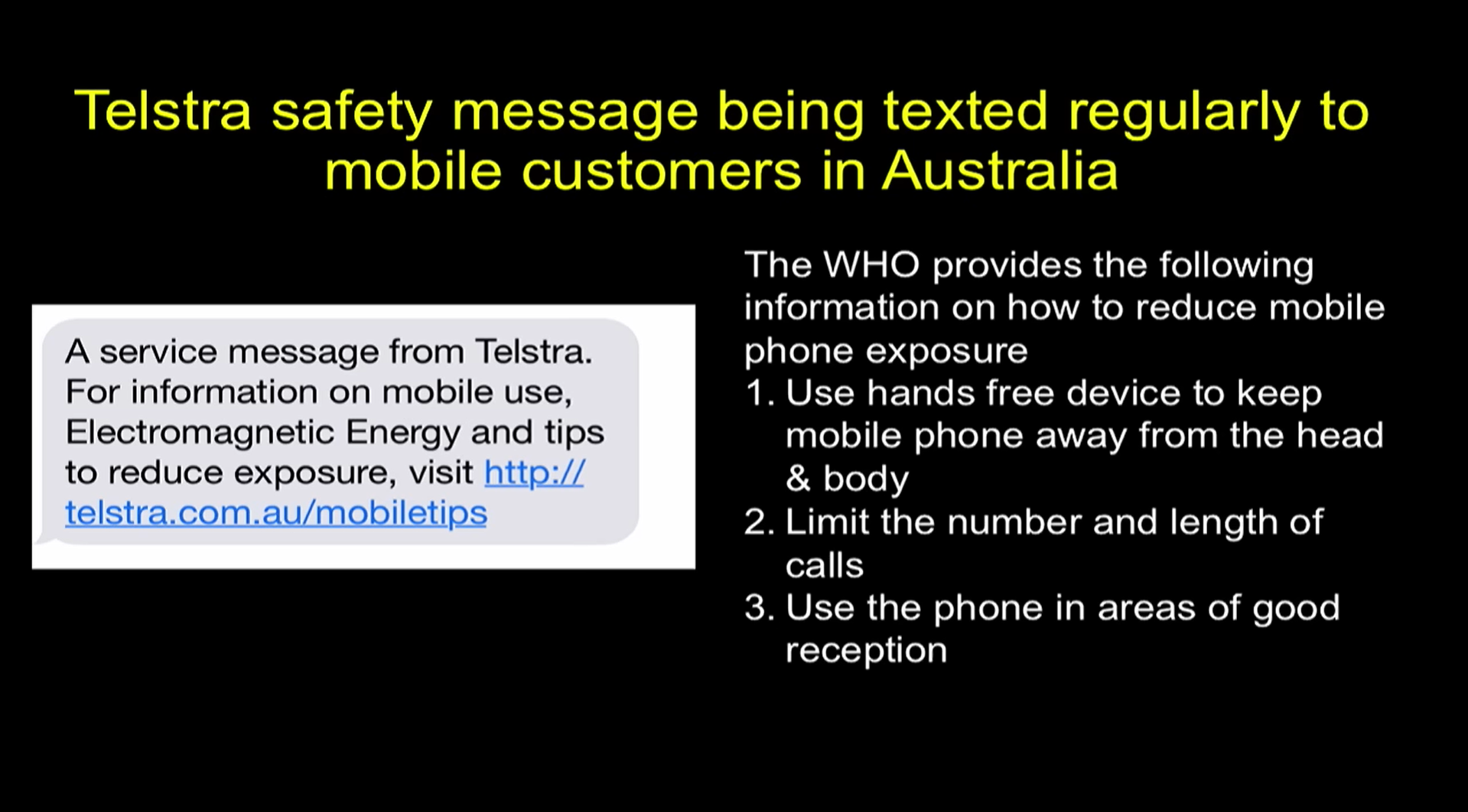Telecom Company Broadcasting safety advice on mobile phone usage