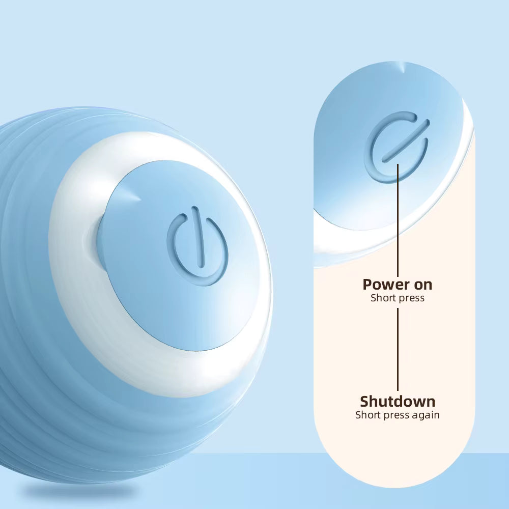 Blue and white electronic device with power symbol on a light blue background