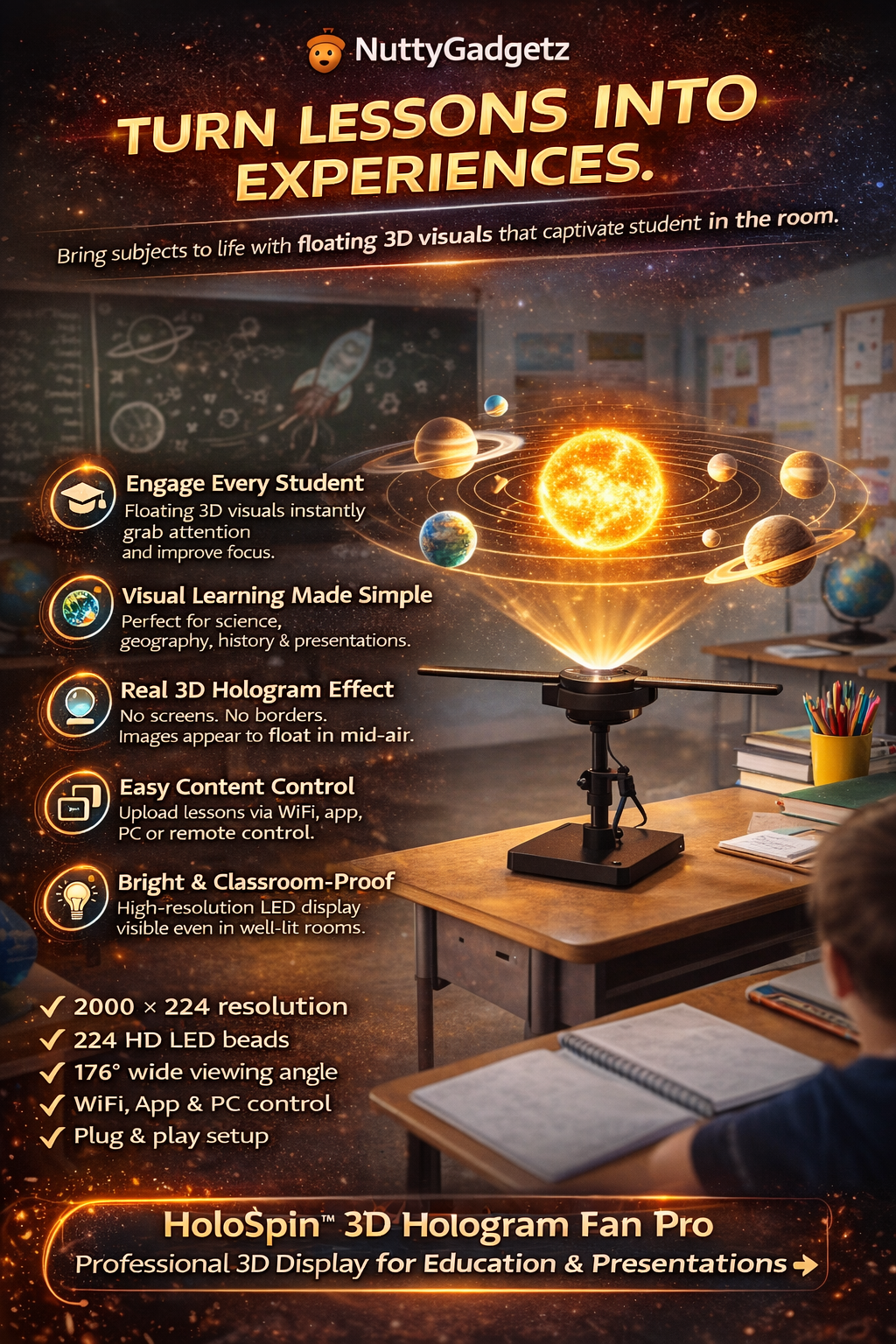 HoloSpin™ 3D Hologram Fan Pro