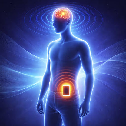 Picture of visible radiation from smartphone on the body