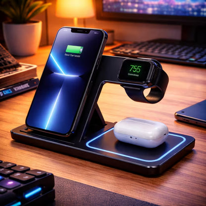 ChargeNest™ — 3-in-1 Foldable Wireless Charger
